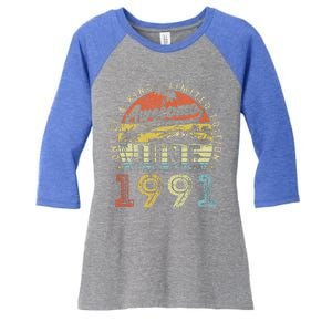 32 Year Old Awesome Since June 1991 32th Birthday Women's Tri-Blend 3/4-Sleeve Raglan Shirt