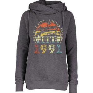 32 Year Old Awesome Since June 1991 32th Birthday Womens Funnel Neck Pullover Hood