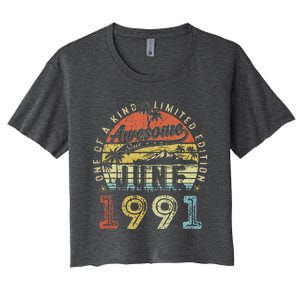 32 Year Old Awesome Since June 1991 32th Birthday Women's Crop Top Tee