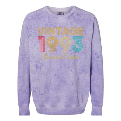 30 Years Old Vintage 1993 Limited Edition 30th Birthday Colorblast Crewneck Sweatshirt