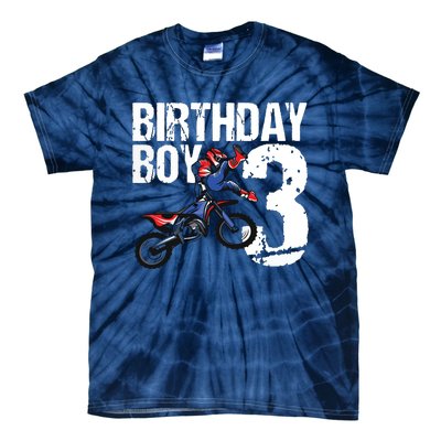 3 Year Old Dirt Bike Birthday Party Motocross 3rd Gift Tie-Dye T-Shirt