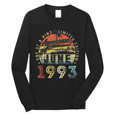 30 Year Old Awesome Since June 1993 30th Birthday Long Sleeve Shirt