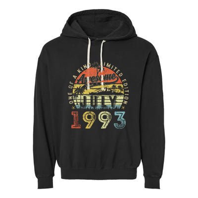 30 Year Old Awesome Since July 1993 30th Birthday Garment-Dyed Fleece Hoodie