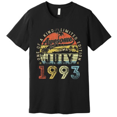 30 Year Old Awesome Since July 1993 30th Birthday Premium T-Shirt