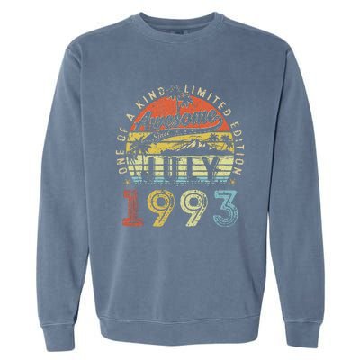 30 Year Old Awesome Since July 1993 30th Birthday Garment-Dyed Sweatshirt