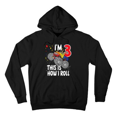  3 Year Old 3rd Birthday Boy Monster Truck Car Hoodie