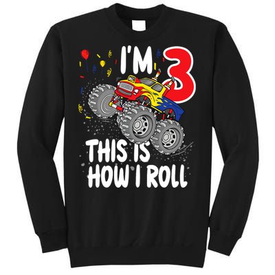  3 Year Old 3rd Birthday Boy Monster Truck Car Sweatshirt