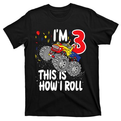  3 Year Old 3rd Birthday Boy Monster Truck Car T-Shirt