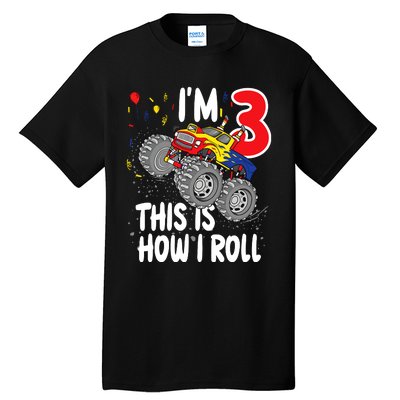  3 Year Old 3rd Birthday Boy Monster Truck Car Tall T-Shirt