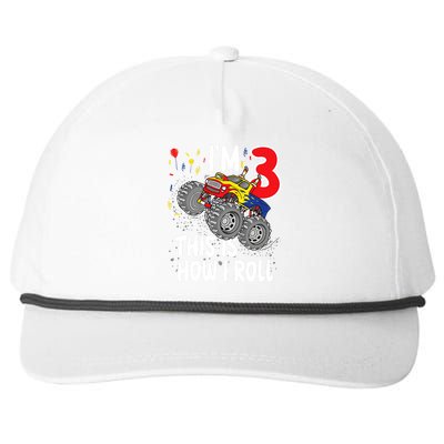  3 Year Old 3rd Birthday Boy Monster Truck Car Snapback Five-Panel Rope Hat