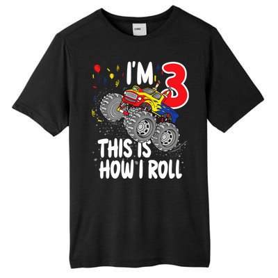  3 Year Old 3rd Birthday Boy Monster Truck Car Tall Fusion ChromaSoft Performance T-Shirt