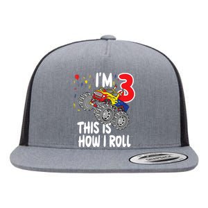  3 Year Old 3rd Birthday Boy Monster Truck Car Flat Bill Trucker Hat