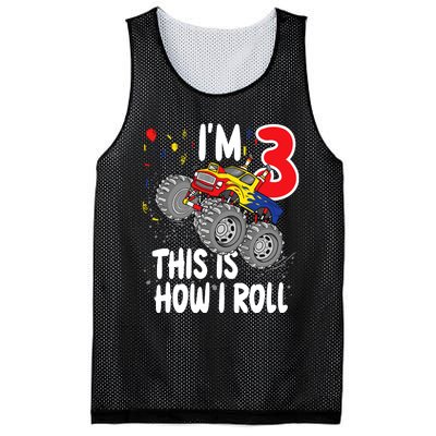  3 Year Old 3rd Birthday Boy Monster Truck Car Mesh Reversible Basketball Jersey Tank