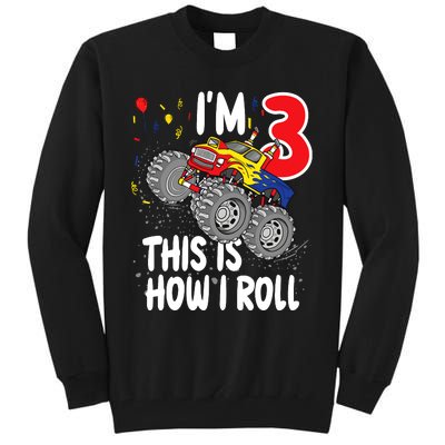  3 Year Old 3rd Birthday Boy Monster Truck Car Tall Sweatshirt