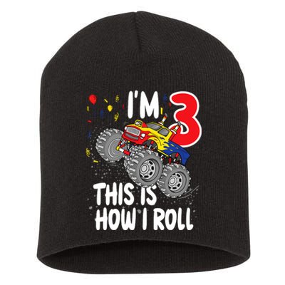  3 Year Old 3rd Birthday Boy Monster Truck Car Short Acrylic Beanie