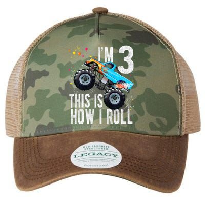 3 Year Old 3rd Birthday Boy Monster Truck Car Legacy Tie Dye Trucker Hat