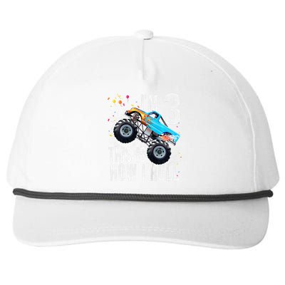 3 Year Old 3rd Birthday Boy Monster Truck Car Snapback Five-Panel Rope Hat