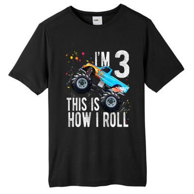 3 Year Old 3rd Birthday Boy Monster Truck Car Tall Fusion ChromaSoft Performance T-Shirt