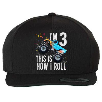 3 Year Old 3rd Birthday Boy Monster Truck Car Wool Snapback Cap