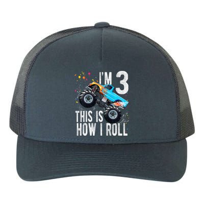 3 Year Old 3rd Birthday Boy Monster Truck Car Yupoong Adult 5-Panel Trucker Hat