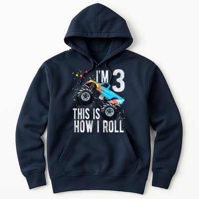 3 Year Old 3rd Birthday Boy Monster Truck Car Hoodie