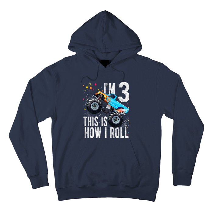 3 Year Old 3rd Birthday Boy Monster Truck Car Hoodie