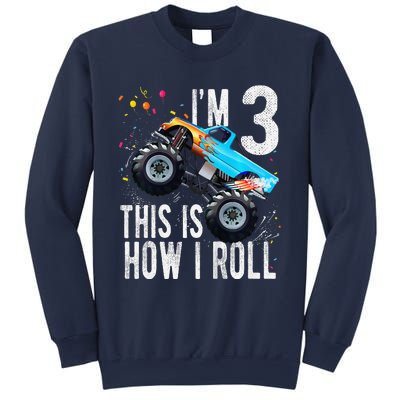 3 Year Old 3rd Birthday Boy Monster Truck Car Sweatshirt