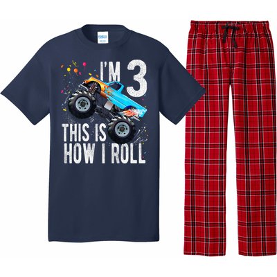 3 Year Old 3rd Birthday Boy Monster Truck Car Pajama Set