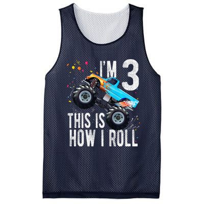 3 Year Old 3rd Birthday Boy Monster Truck Car Mesh Reversible Basketball Jersey Tank