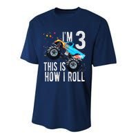 3 Year Old 3rd Birthday Boy Monster Truck Car Performance Sprint T-Shirt