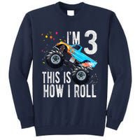 3 Year Old 3rd Birthday Boy Monster Truck Car Tall Sweatshirt