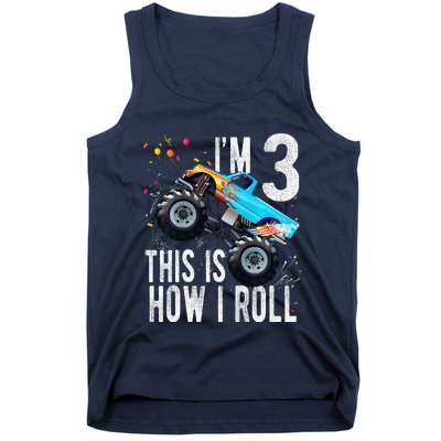 3 Year Old 3rd Birthday Boy Monster Truck Car Tank Top