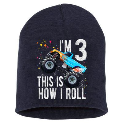 3 Year Old 3rd Birthday Boy Monster Truck Car Short Acrylic Beanie