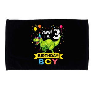 3 Year Old 3rd Birthday Boy T Rex Dinosaur Microfiber Hand Towel