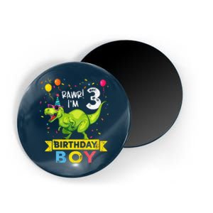 3 Year Old 3rd Birthday Boy T Rex Dinosaur Magnet