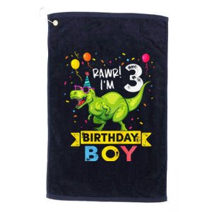 3 Year Old 3rd Birthday Boy T Rex Dinosaur Platinum Collection Golf Towel