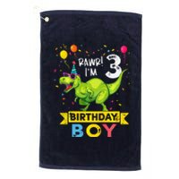 3 Year Old 3rd Birthday Boy T Rex Dinosaur Platinum Collection Golf Towel