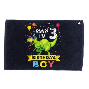 3 Year Old 3rd Birthday Boy T Rex Dinosaur Grommeted Golf Towel