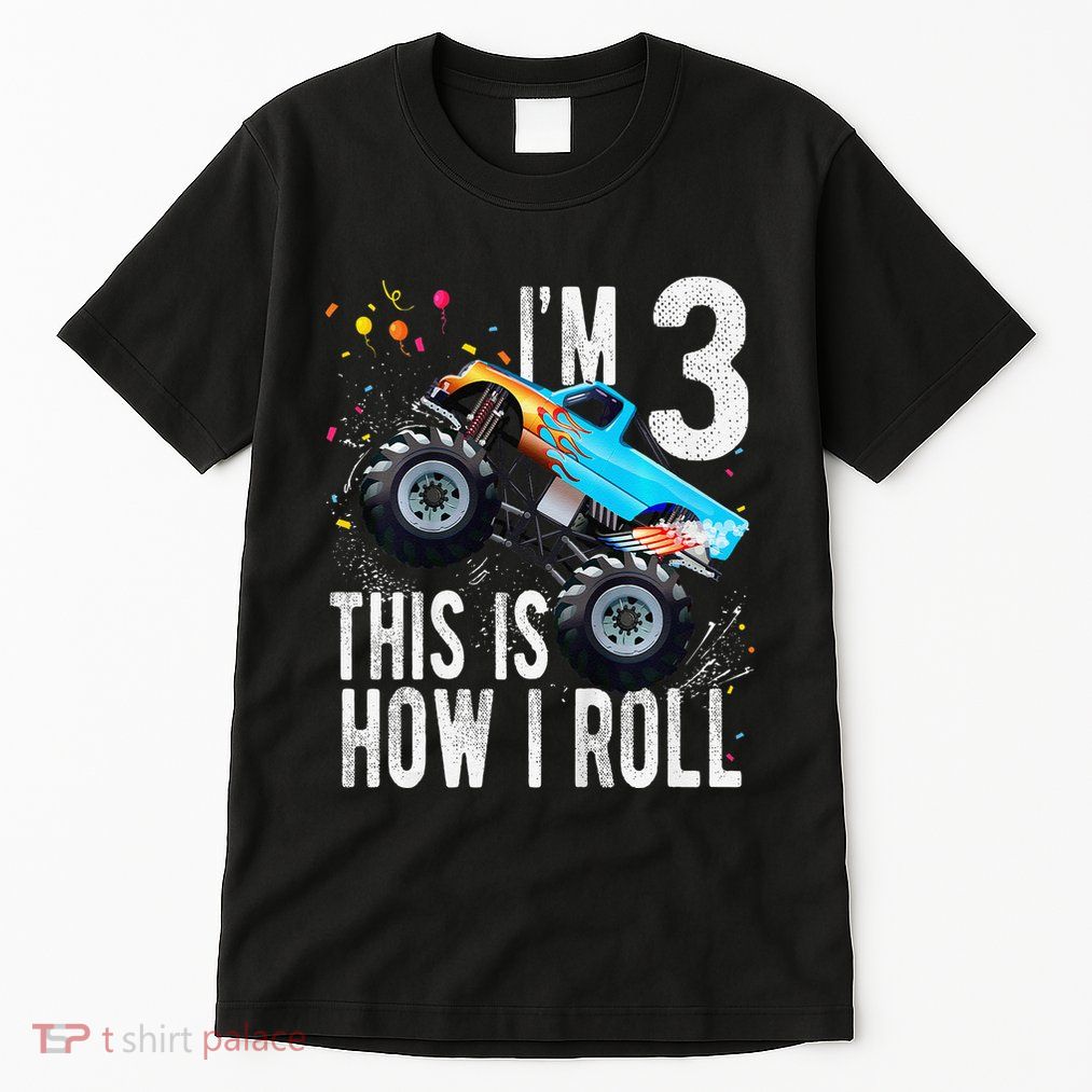 3 Year Old 3rd Birthday Boy Monster Truck Car Gift Tall T-Shirt