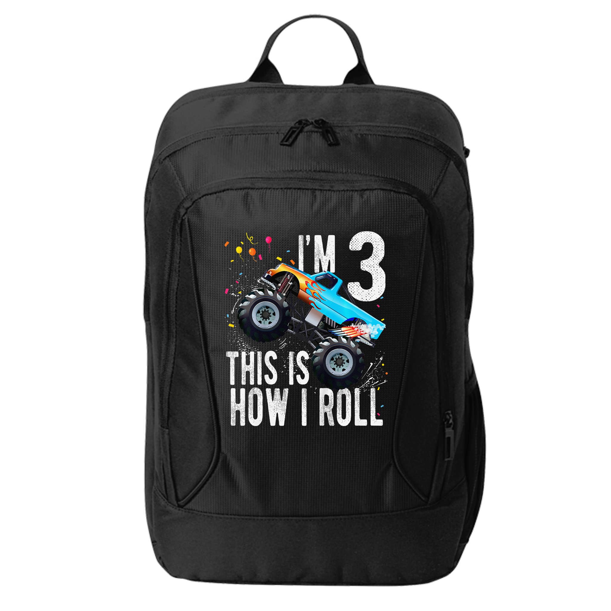 3 Year Old 3rd Birthday Boy Monster Truck Car Gift City Backpack