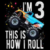 3 Year Old 3rd Birthday Boy Monster Truck Car Gift Drawstring Bag
