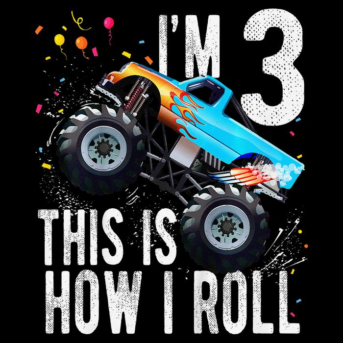 3 Year Old 3rd Birthday Boy Monster Truck Car Gift Drawstring Bag