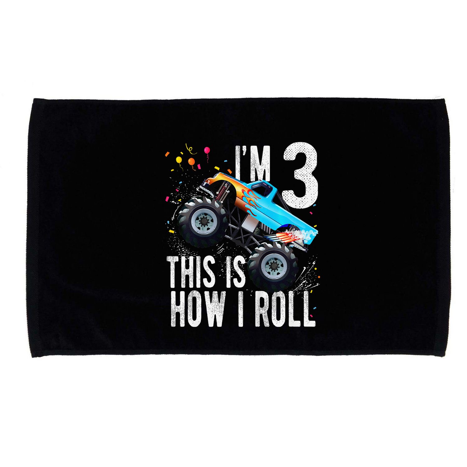 3 Year Old 3rd Birthday Boy Monster Truck Car Gift Microfiber Hand Towel
