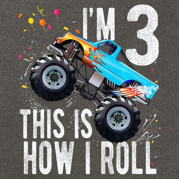 3 Year Old 3rd Birthday Boy Monster Truck Car Gift Cotton Canvas Backpack
