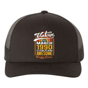 33 Years Of Being Awesome Born In March 1990 33rd Birthday Yupoong Adult 5-Panel Trucker Hat