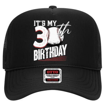 30 Years Old Vintage Baseball 30th Birthday High Crown Mesh Back Trucker Hat