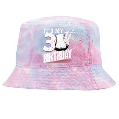 30 Years Old Vintage Baseball 30th Birthday Tie-Dyed Bucket Hat