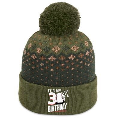 30 Years Old Vintage Baseball 30th Birthday The Baniff Cuffed Pom Beanie