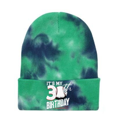 30 Years Old Vintage Baseball 30th Birthday Tie Dye 12in Knit Beanie