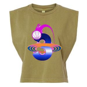 3 Year Old Space Basketball 3rd Birthday Party Theme Garment-Dyed Women's Muscle Tee